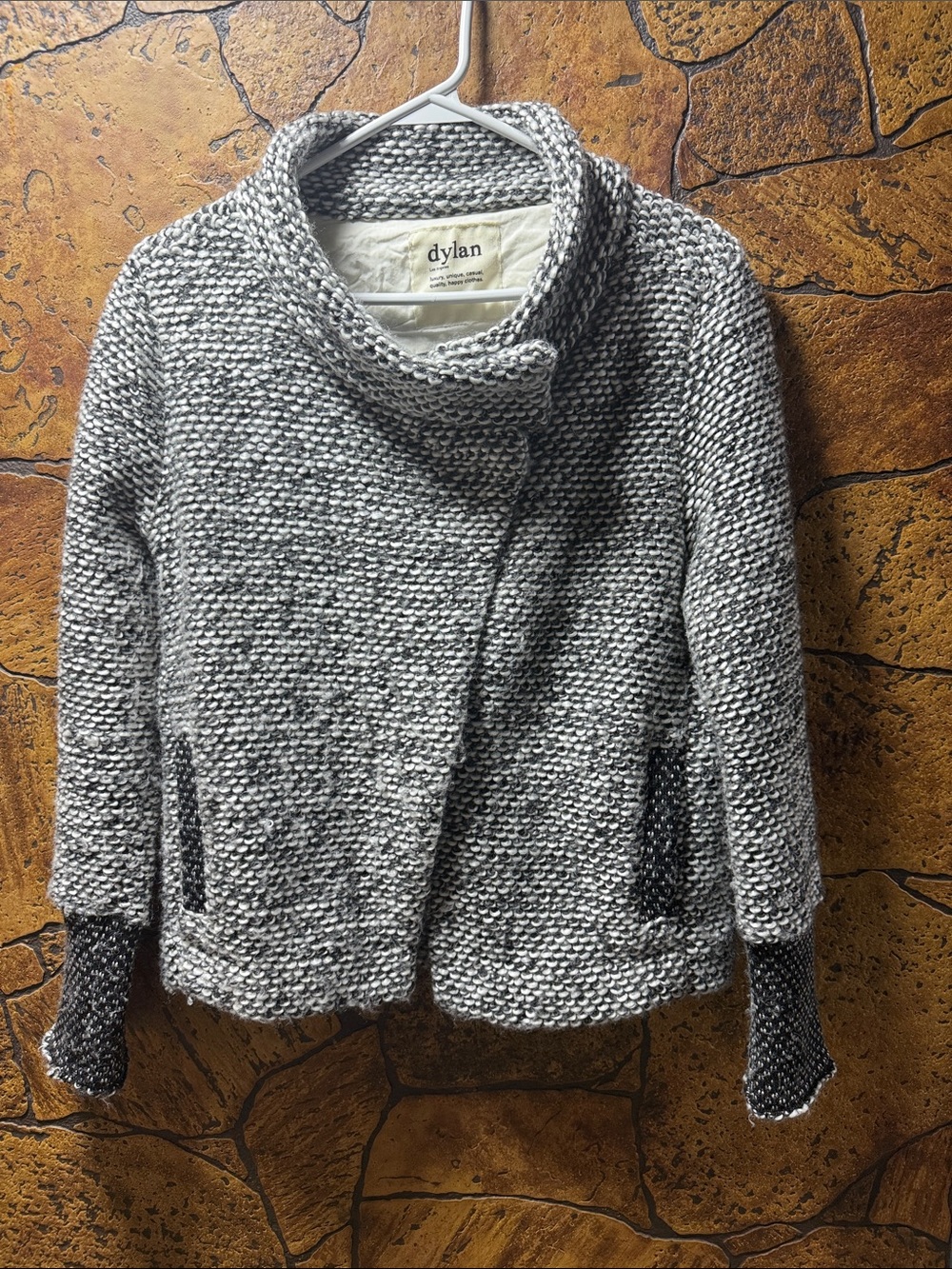 dylan Gray Marled Knit Funnel Neck Sweater Jacket P2P 20” Length 23”
